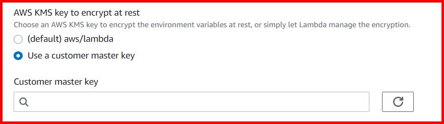Picture showing setting up the key for encryption at rest